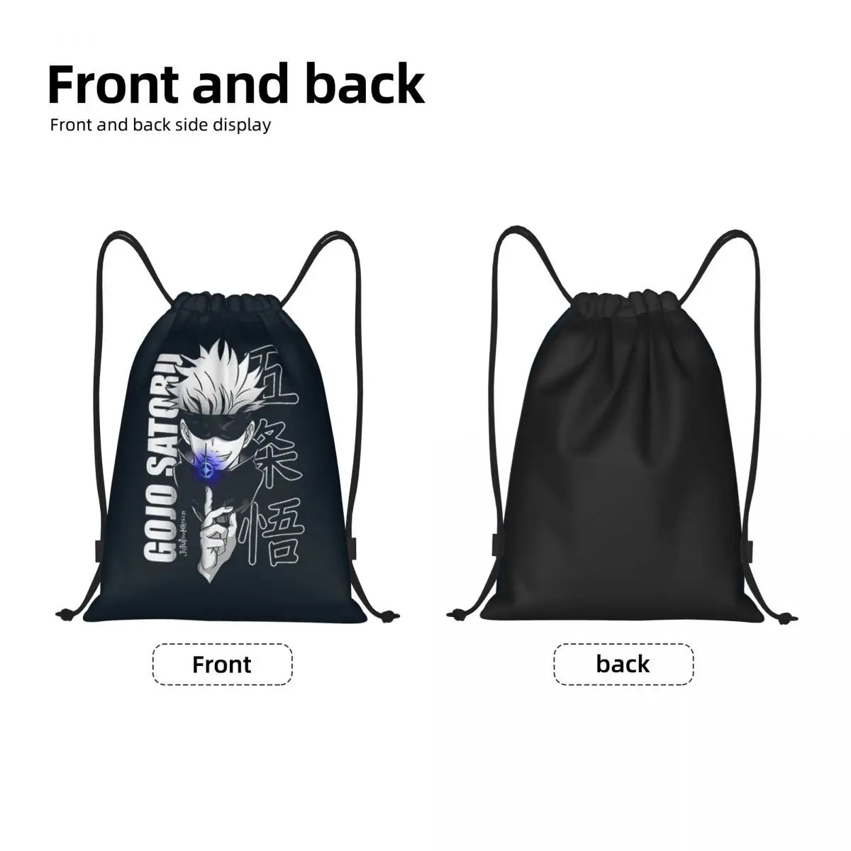 Sac à dos à cordon de serrage Anime Jujutsu Kaisen Gojo Satoru, sac de sport, sac de sport, sac à cordon résistant à l'eau pour la course à pied