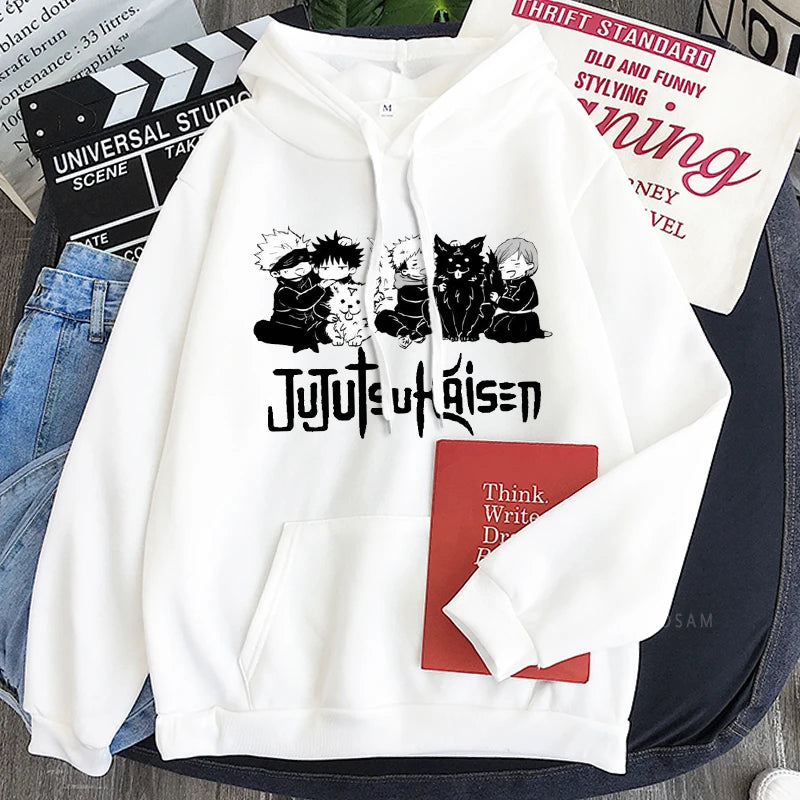 Anime Jujutsu Kaisen Hoodie Kawaii Gojo Satoru Graphic Hoodie Autumn Winter Plus Size Hoodies 2023 Hot Manga Print Sweatshirts - Jujutsu Kaisen Merch - Free Shipping Buy Now