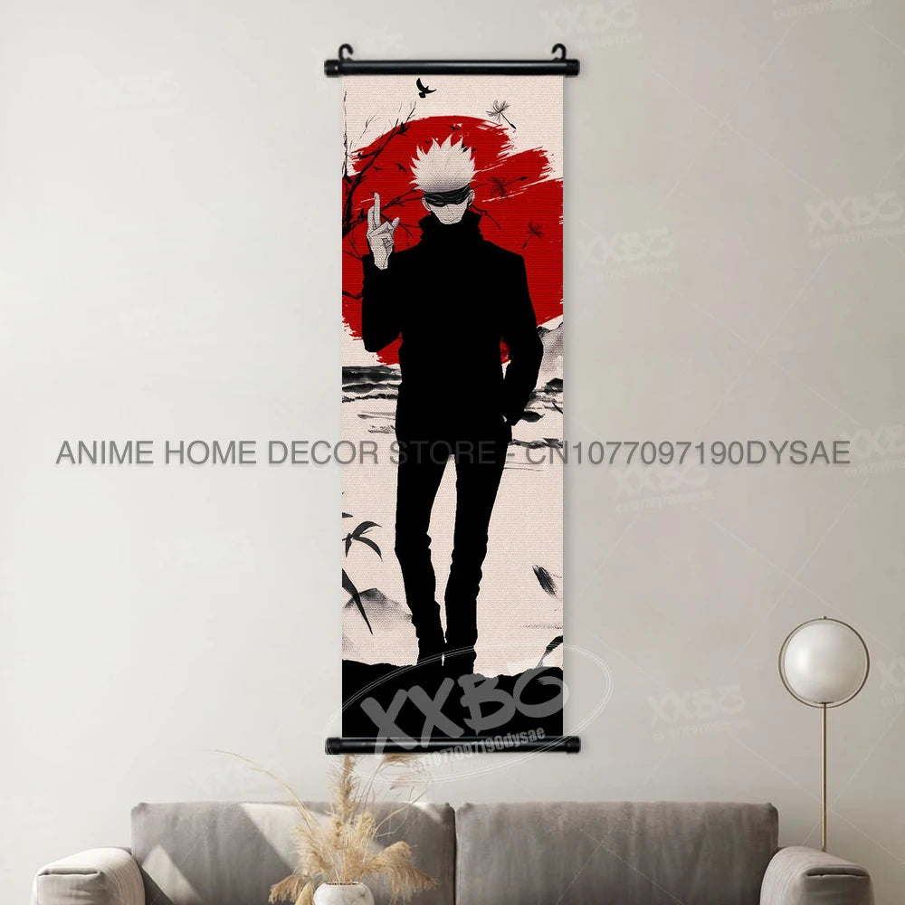 Jujutsu Kaisen Posters Gojo Satoru Canvas Scrolls Picture Panda Home Decoration Wall Artwork Fushiguro Megumi Hanging Painting