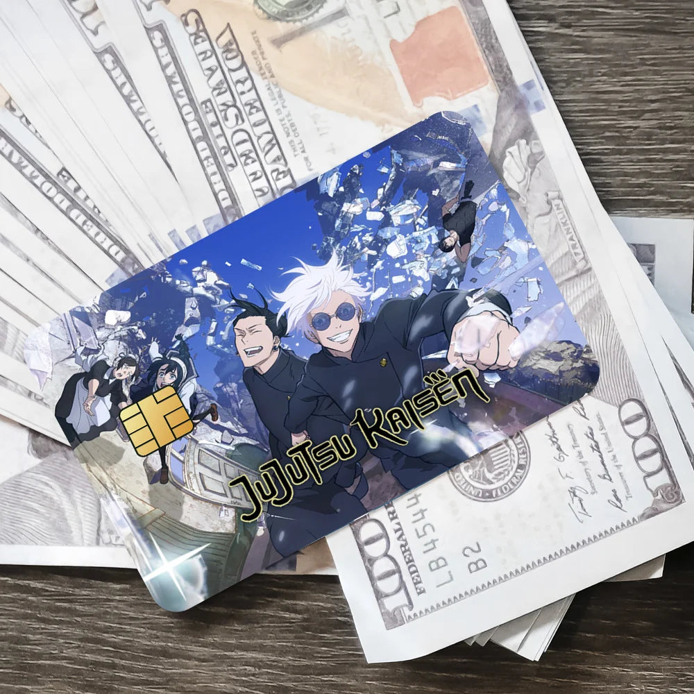 J-Jujutsu Kaisen Fushiguro Toji Anime Film Skin Cover Credit Card Stickers 4PCS Debit Front Decoration Bank Bus Pass Waterproof