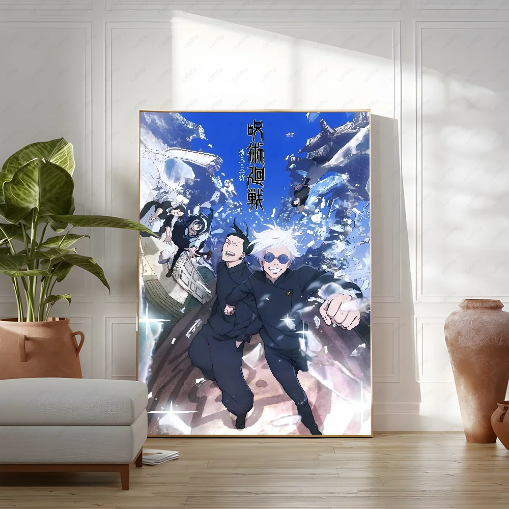 Poster Sticky Wall Art J-Jujutsu K-Kaisen Anime Printing Waterproof Home Living Bed Room Bar Aesthetic Decor