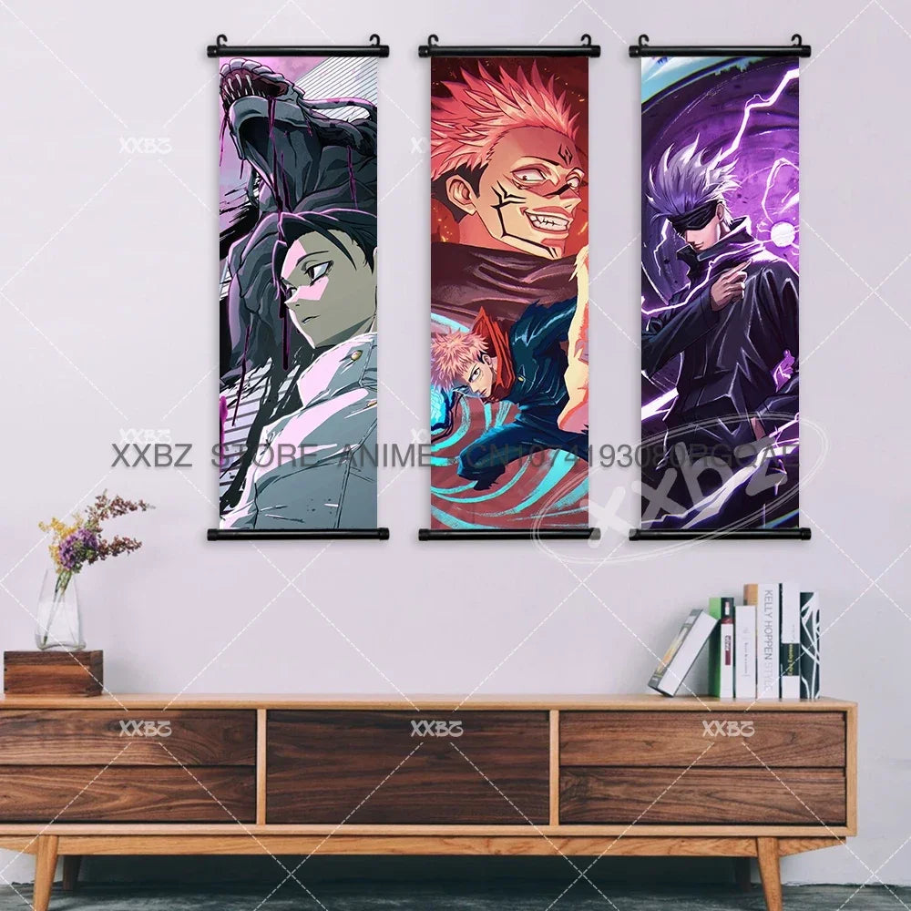 Jujutsu Kaisen Anime Poster Itadori Yuji Wall Art Fushiguro Megumi Room Decor Gojo Satoru Hanging Painting Nobara Scroll Picture