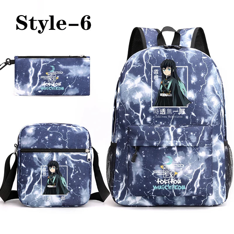 Sac à dos motif Anime Tokitou Muichirou pour adolescents, grande capacité, sac à bandoulière, sac à crayons, sacs d'école