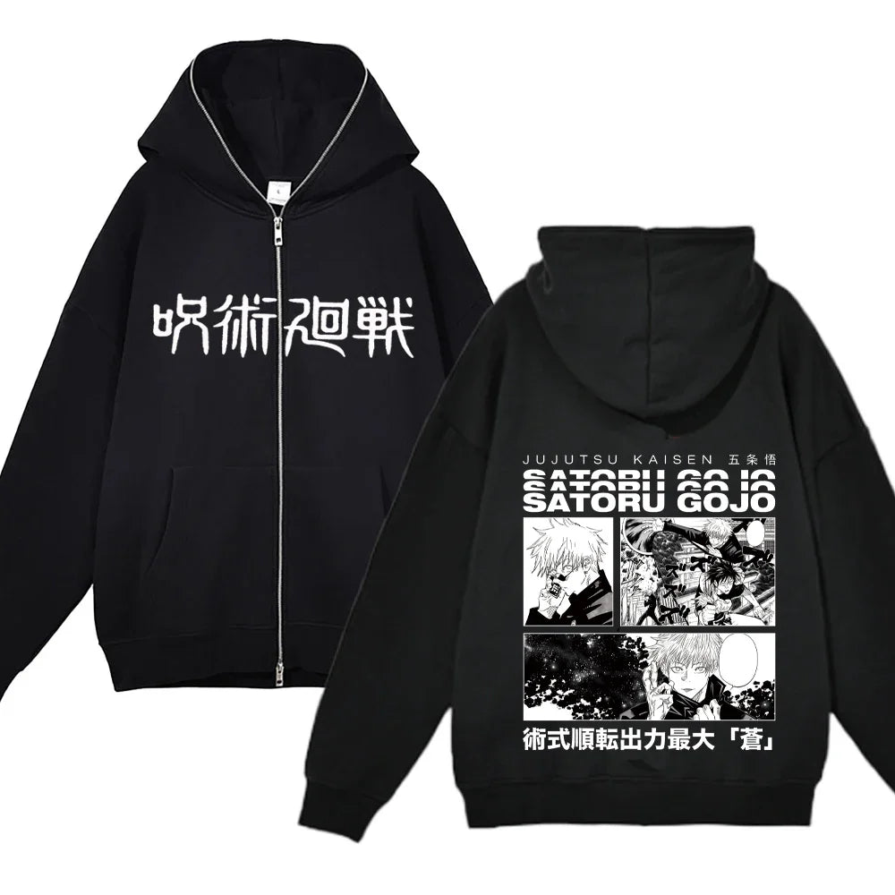 Jujutsu Kaisen Zipper Jackets Anime Gojo Satoru Sweatshirts Gojo Hoodies Thin Fleece Hoodie Zip Up Y2k Hoodies Anime Sweaters - Jujutsu Kaisen Merch - Free Shipping Buy Now