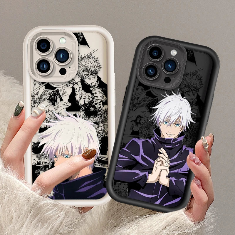 Coque de téléphone Jujutsu Kaisen Gojo Satoru pour Apple iPhone 15 14 13 12 11 Mini XS XR X 8 7 Pro Max Plus Soft Eye Ladder
