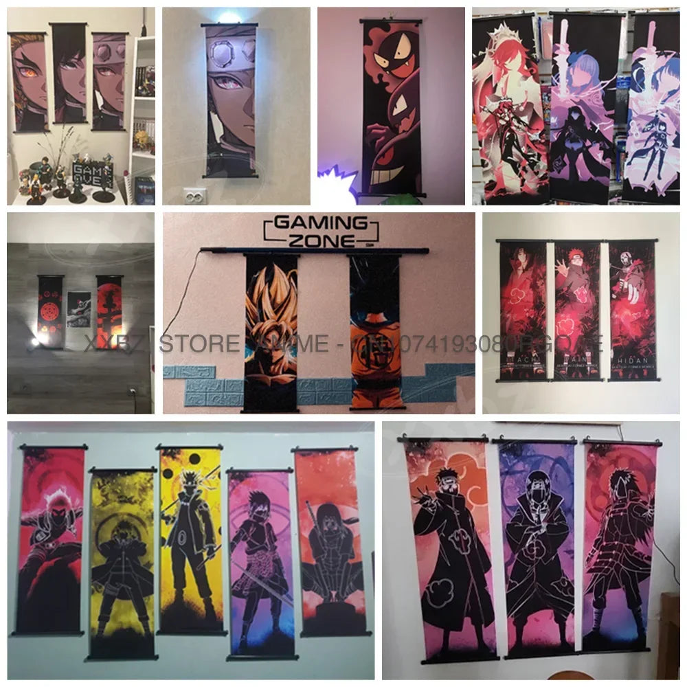 Jujutsu Kaisen Anime Poster Itadori Yuji Wall Art Fushiguro Megumi Room Decor Gojo Satoru Hanging Painting Nobara Scroll Picture