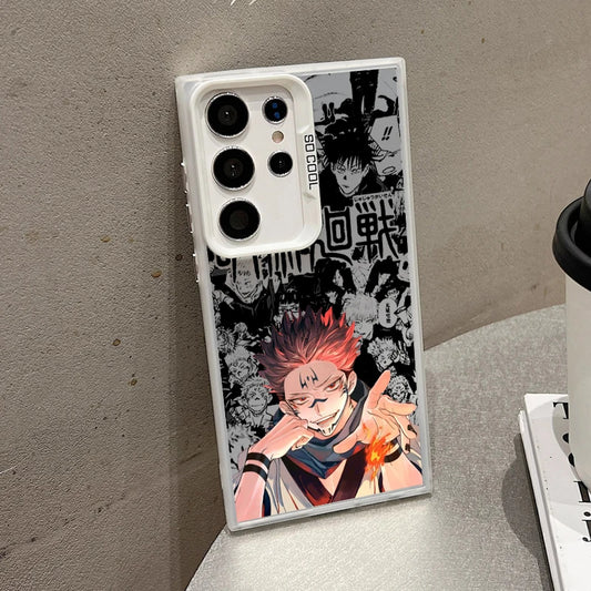 Coque de téléphone Anime Jujutsu Kaisen pour Samsung Galaxy S24 S23 S22 S21 S20 Note 20 Ultra Plus FE 5G Cartoon Coloré Argent Dos
