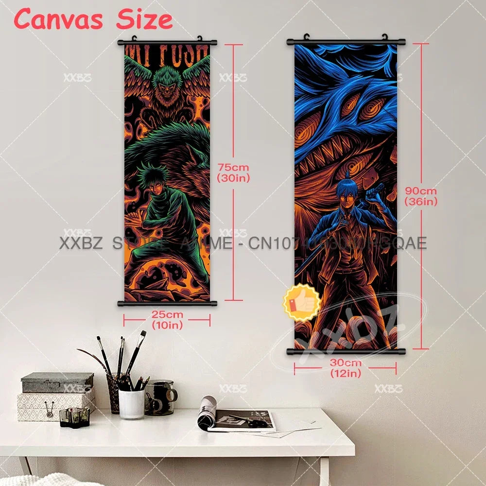 Jujutsu Kaisen Anime Poster Itadori Yuji Wall Art Fushiguro Megumi Room Decor Gojo Satoru Hanging Painting Nobara Scroll Picture