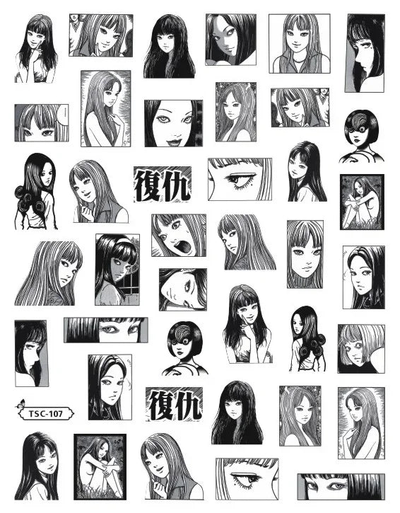 Autocollants 3D pour nail art, modèle coulissant, décorations pour ongles DIY, Jujutsu Kaisen, TSC-196