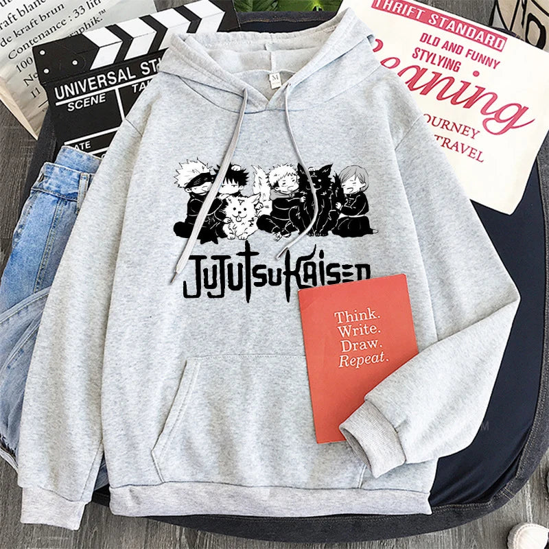 Anime Jujutsu Kaisen Hoodie Kawaii Gojo Satoru Graphic Hoodie Autumn Winter Plus Size Hoodies 2023 Hot Manga Print Sweatshirts - Jujutsu Kaisen Merch - Free Shipping Buy Now