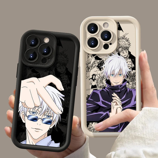 Jujutsu Kaisen Gojo Satoru Phone Case For Apple iPhone 15 14 13 12 11 Mini XS XR X 8 7 Pro Max Plus Soft Eye Ladder