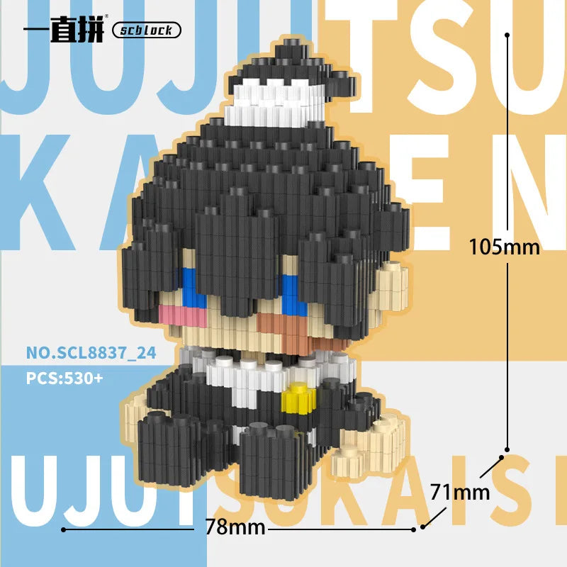 JX TOY Anime Jujustu Micro Bloc de Construction Ornements de Bureau à Collectionner Statue Gojo Satoru Poupée Itadori Yuji Bloc Fushiguro Megumi