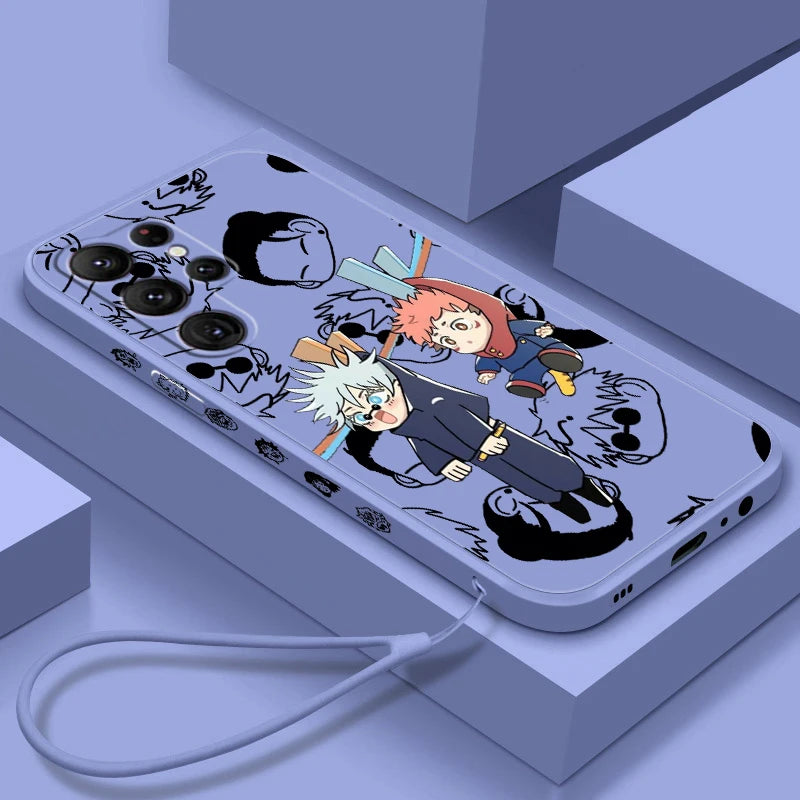 Coque de téléphone Jujutsu Kaisen Art Anime Cool pour Samsung Galaxy S25 S24 S23 S22 S21 S20 Ultra Plus FE 5G Liquid Left Rope
