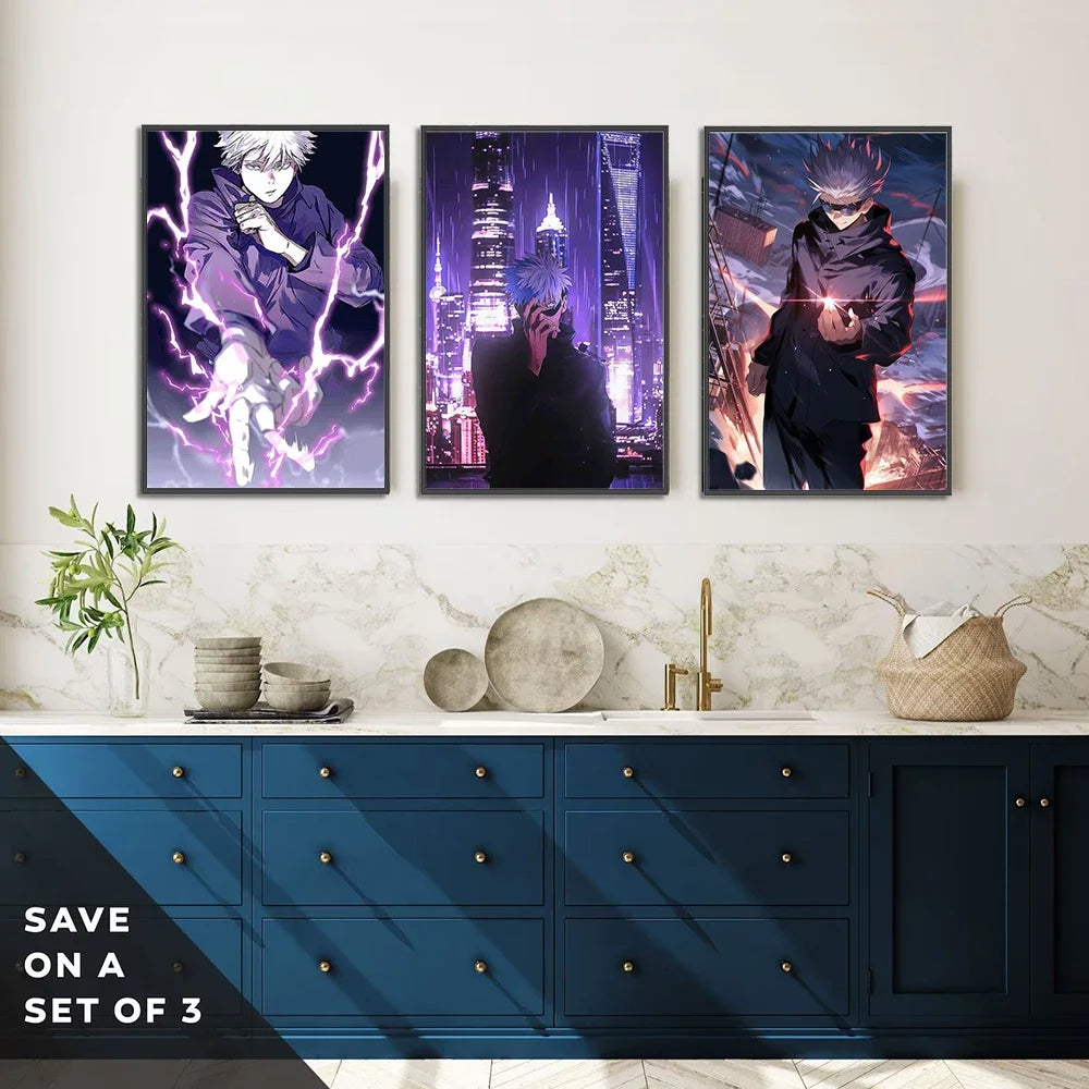 J-Jujutsu Anime Self-adhesive Poster Wallpaper Wall Art Print Gojo Satoru Home Decoration Modern Itadori Yuji Gift