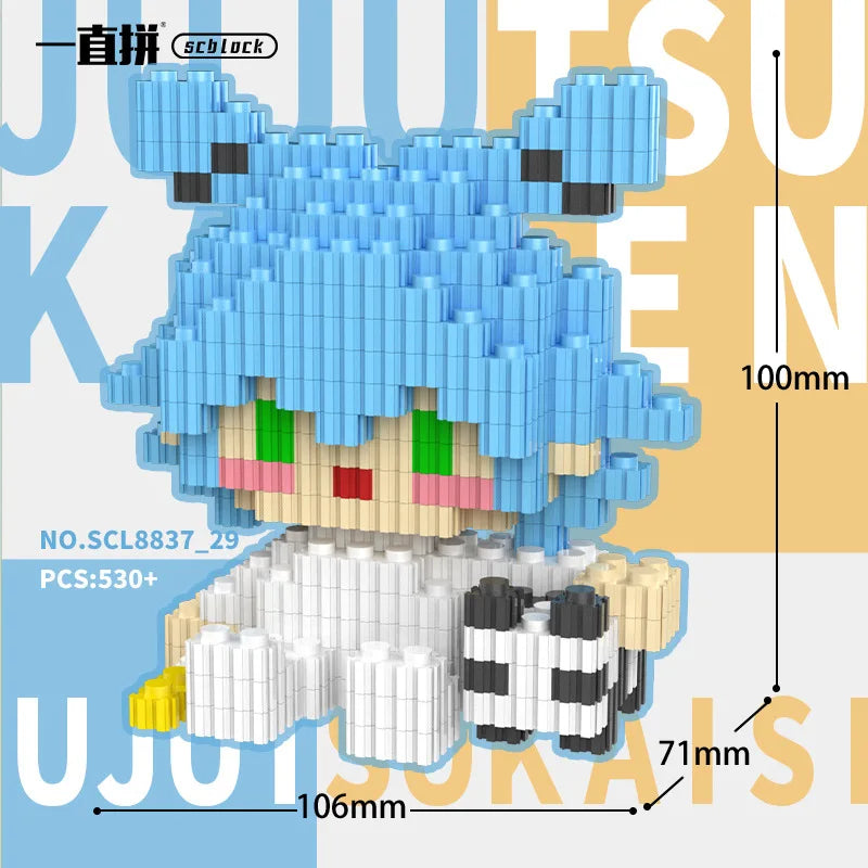 JX TOY Anime Jujustu Micro Bloc de Construction Ornements de Bureau à Collectionner Statue Gojo Satoru Poupée Itadori Yuji Bloc Fushiguro Megumi