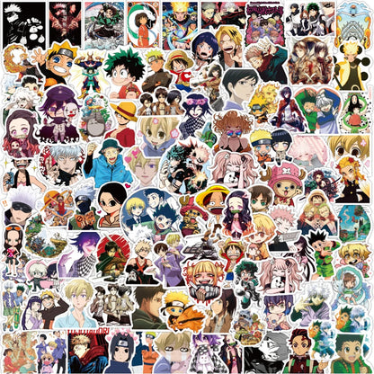 Lot de 50/100 autocollants graffitis pour enfants, mélange de dessins animés Jujutsu Kaisen Hunter x Hunter My Heroes Academy Attack on Titan