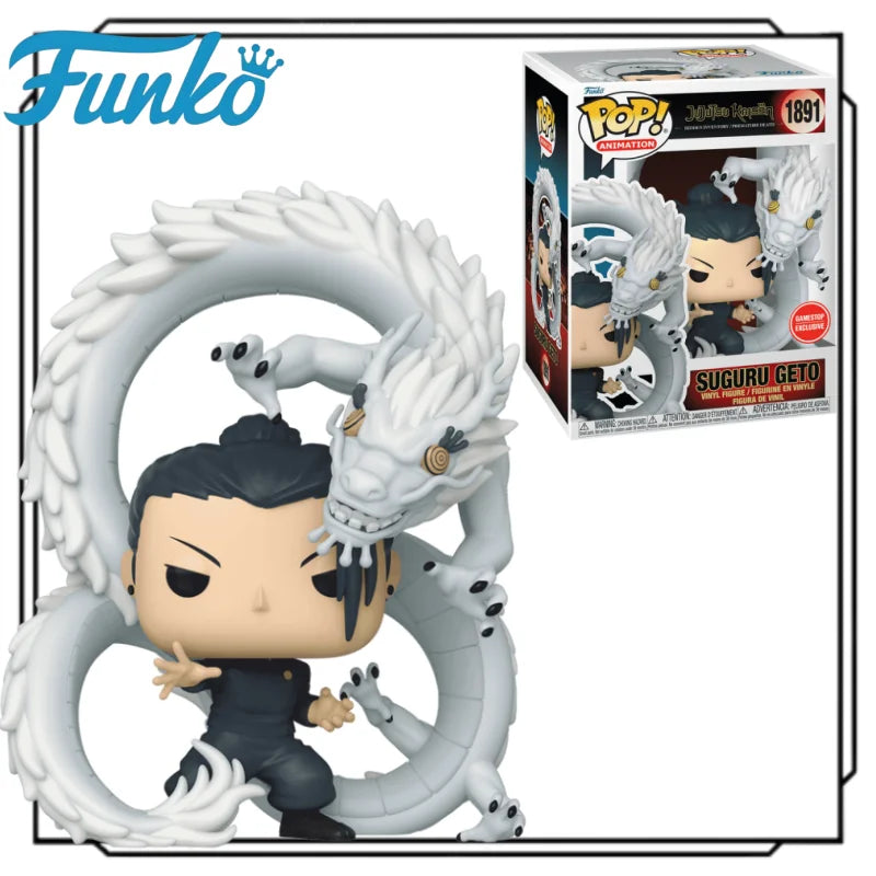 Original Funko POP! Premium Jujutsu Kaisen #1891 Suguru Geto with Cursed Spirit Dragon Figure Anime Collectible Desktop Display