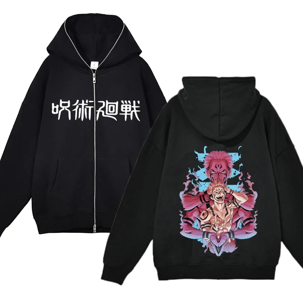 Anime Gojo Satoru Sweatshirts Jujutsu Kaisen Zipper Jackets Gojo Hoodies Thin Fleece Hoodie Zip Up Y2k Hoodies Anime Sweaters - Jujutsu Kaisen Merch - Free Shipping Buy Now