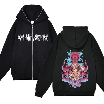 Anime Gojo Satoru Sweatshirts Jujutsu Kaisen Zipper Jackets Gojo Hoodies Thin Fleece Hoodie Zip Up Y2k Hoodies Anime Sweaters - Jujutsu Kaisen Merch - Free Shipping Buy Now