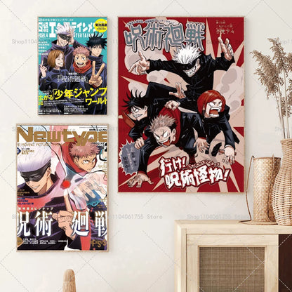 1PC Classic Japan Anime Jujutsu Kaisen Poster Self-adhesive Art Waterproof Paper Sticker Coffee House Bar Room Wall Decor