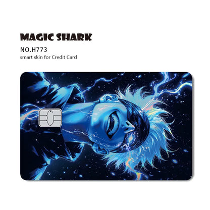 J-Jujutsu K-Kaisen Anime Laser Holographic Itadori Yuji Megumi Fushiguro Gojo Satoru Credit Debit Bank Card Sticker Film Skin