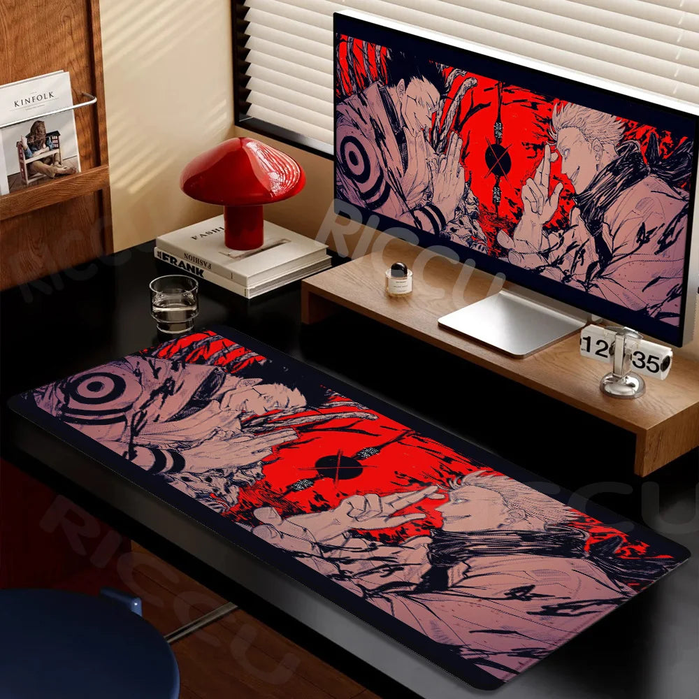 Large Gaming Mouse Pad J-ujutsu Kaisen Gojo Satoru Mouse pad LockEdge Thickened Computer Keyboard Desk Mat Rubber Anti slip Mats