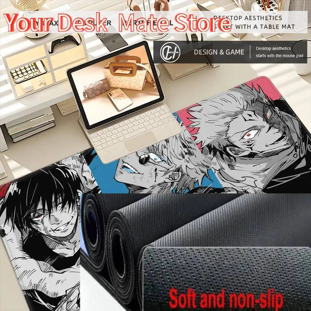 Anime Jujutsu Kaisen Mouse Pad XXL Gaming Accessories Office Gamer Keyboard Desk Mat Non-Slip Laptop Satoru Gojo Mousepad