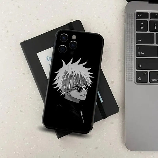Coque de téléphone J-Jujutsu K-Kaisen G-Gojo Anime pour Apple iPhone 15, 14, 13, 12, 11, Pro, X, XS, Max, XR, Plus, Mini, noire souple