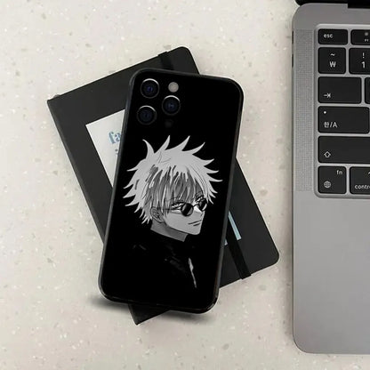Coque de téléphone G-Gojo Anime Jujutsu K-Kaisen pour Apple iPhone 15, 14, 13, 12, 11, Pro, X, XS, Max, XR, Plus, Mini, noire souple
