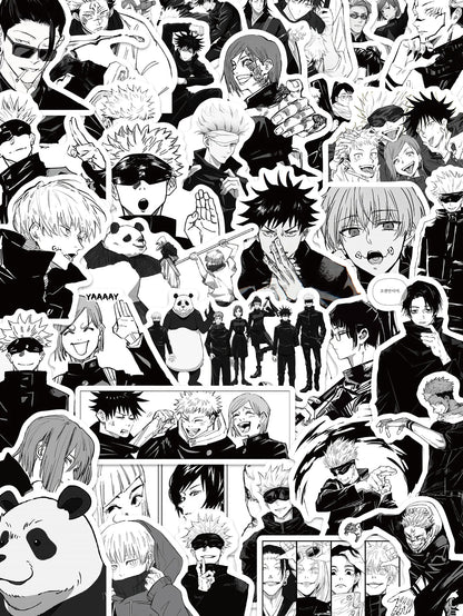 50/100PCS anime Jujutsu Kaisen stickers black and white style graffiti stickers DIY car phone laptop skateboard guitar stickers