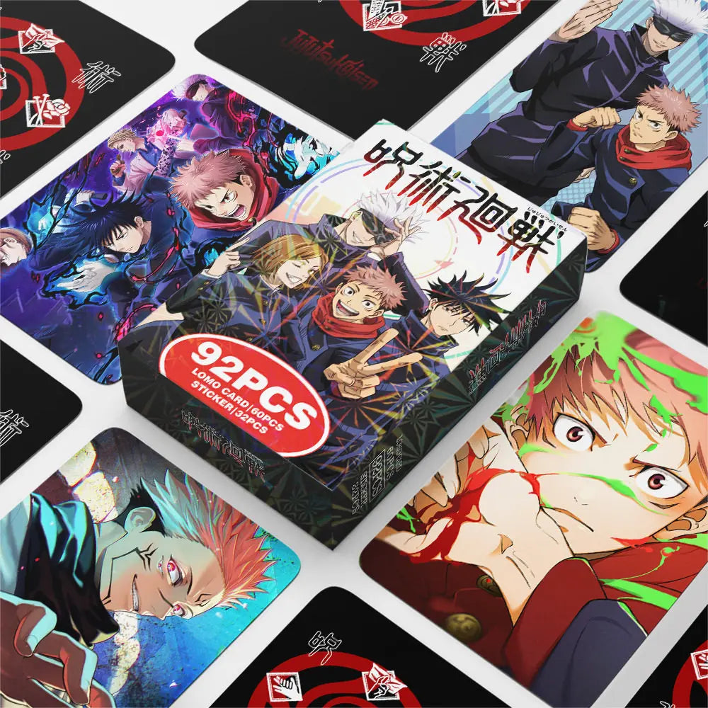 Jujutsu Kaisen 92PCS Lomo Cards Sticker Box Gojo Yuji Sukuna Character Cards for Album Decor Collection Toys Birthday Gifts