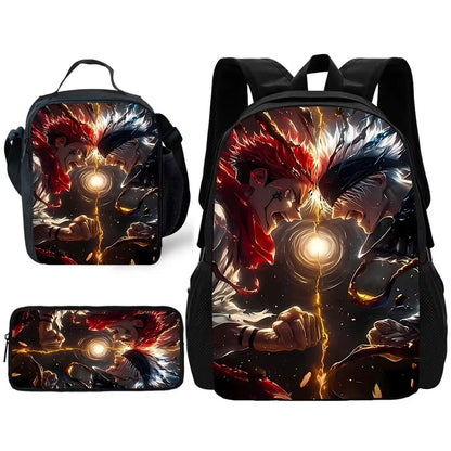 Sac à dos d'école Anime J-Jujutsu Kaisen pour enfant avec sacs à déjeuner, trousses à crayons, sacs d'école pour garçons et filles, meilleur cadeau