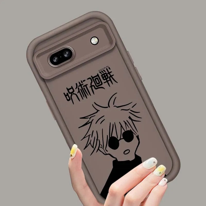 Coque de téléphone à motif d'anime Jujutsu Kaisen pour Google Pixel 9, 8A, 8, 7, 7A Pro XL 5G, motif échelle oculaire, coque souple en TPU antichoc