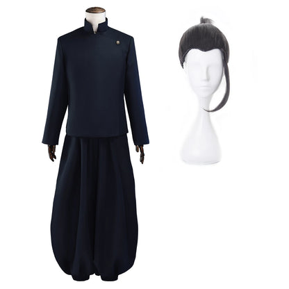 HOLOUN Jujutsu JJK Manga Anime Suguru Geto Satoru Gojo Cosplay Costume Wig Dark Blue Jacket Pants Uniform Rose Net Halloween - Jujutsu Kaisen Merch - Free Shipping Buy Now