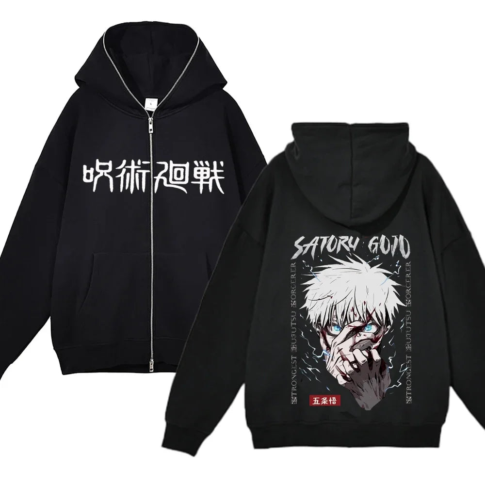Anime Gojo Satoru Sweatshirts Jujutsu Kaisen Zipper Jackets Gojo Hoodies Thin Fleece Hoodie Zip Up Y2k Hoodies Anime Sweaters - Jujutsu Kaisen Merch - Free Shipping Buy Now