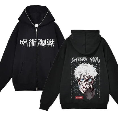 Anime Gojo Satoru Sweatshirts Jujutsu Kaisen Zipper Jackets Gojo Hoodies Thin Fleece Hoodie Zip Up Y2k Hoodies Anime Sweaters - Jujutsu Kaisen Merch - Free Shipping Buy Now