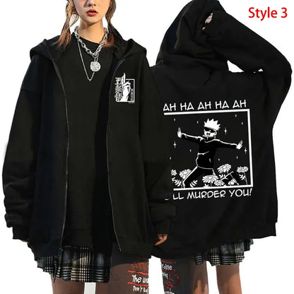 Autumn Zip Jacket Anime Satoru Gojo Printing Zippered Hoodie Streetwear Men Women Sweatshirts Harajuku Unisex Casual Clothing - Jujutsu Kaisen Merch - Free Shipping Buy Now