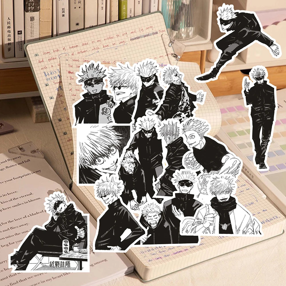 10/30/70pcs Cool Anime Jujutsu Kaisen Satoru Gojo Stickers Black White Manga Character Decals for Laptop Helmet Phone Notebook