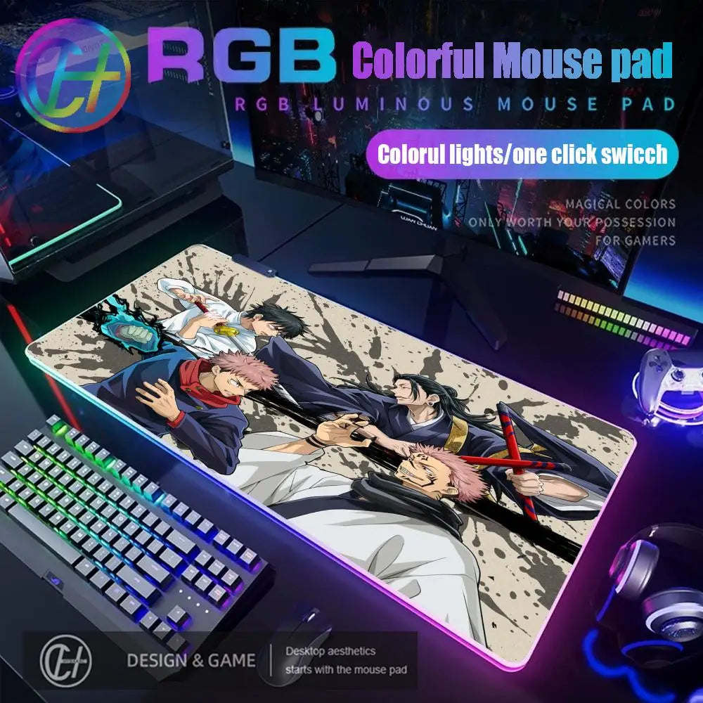 HD RGB Ryomen Sukuna 400x900mm Black Anime Jujutsu Kaisen Mouse Pad Gojo Satoru MousePad Computer Gaming PC Accessories Desk Mat