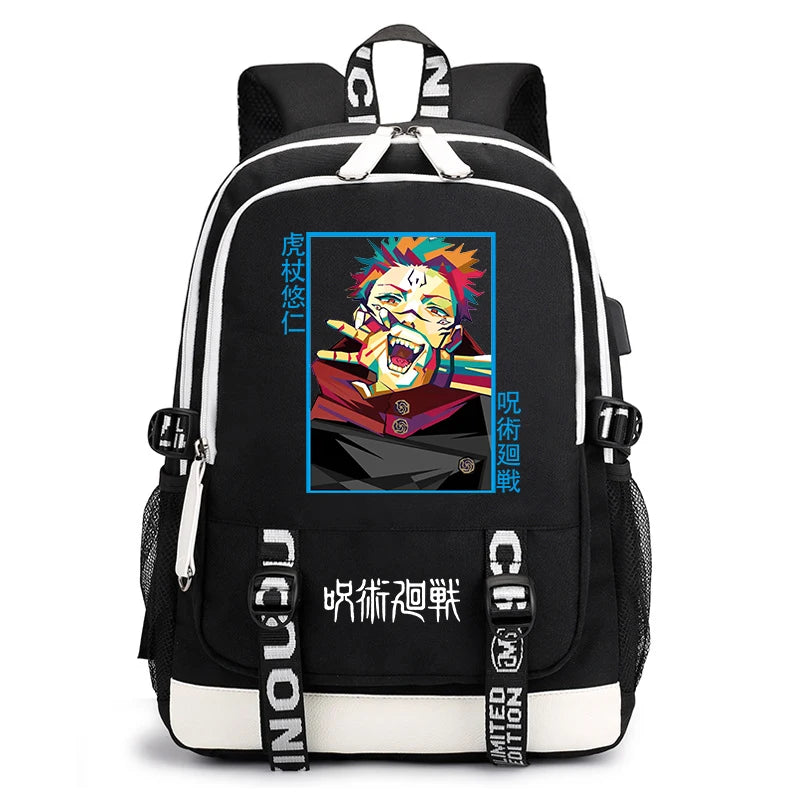 Sac à dos imprimé anime Jujutsu Kaisen, sac d'école pour étudiant, sac USB, cadeau de rentrée scolaire