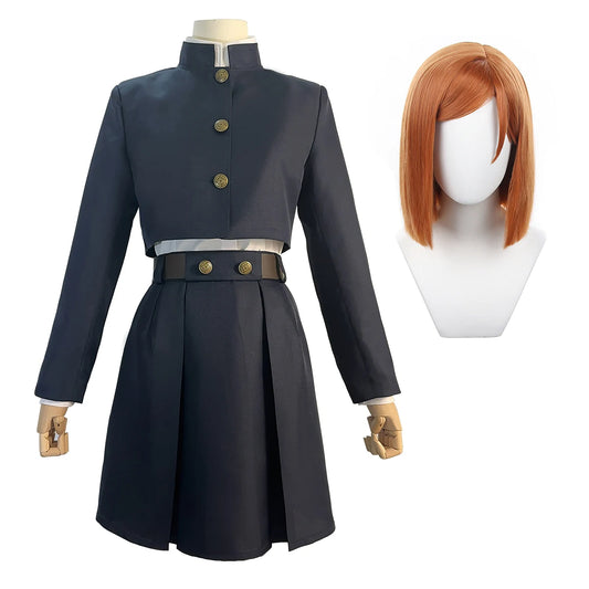 HOLOUN Jujutsu JJK Manga Anime Kugisaki Nobara Cosplay Costume Wig Jacket Skirt Rose Net Synthetic Halloween Christmas - Jujutsu Kaisen Merch - Free Shipping Buy Now