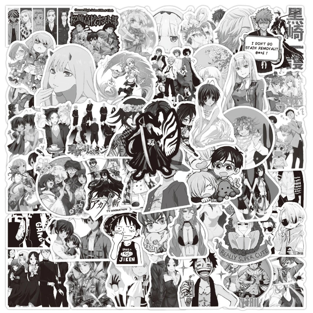 Lot de 50/100 autocollants graffitis pour enfants, mélange de dessins animés Jujutsu Kaisen Hunter x Hunter My Heroes Academy Attack on Titan