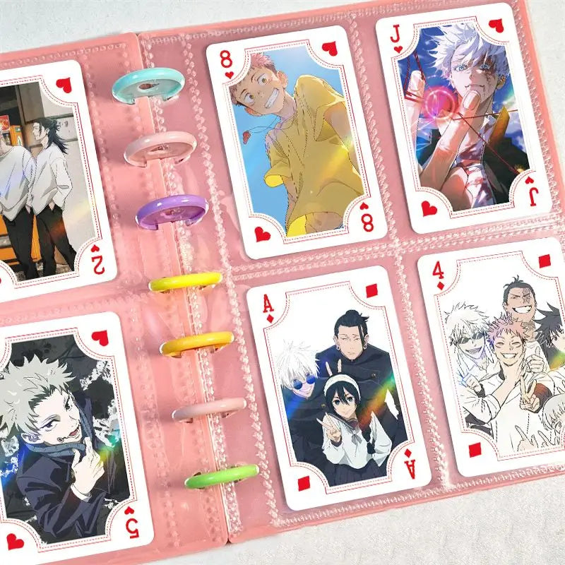 54Pcs Cute Jujutsu Kaisen Playing Cards Cartoon Yuji Itadori & Megumi Fushiguro Cards, Exquisite Poker for Party & Birthday Gift