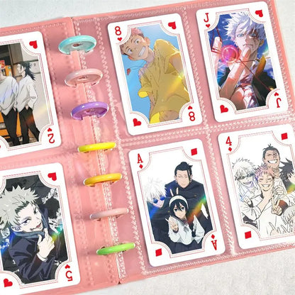 54Pcs Cute Jujutsu Kaisen Playing Cards Cartoon Yuji Itadori & Megumi Fushiguro Cards, Exquisite Poker for Party & Birthday Gift