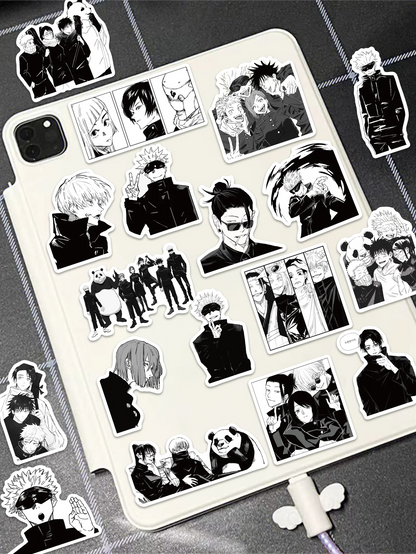 50/100PCS anime Jujutsu Kaisen stickers black and white style graffiti stickers DIY car phone laptop skateboard guitar stickers