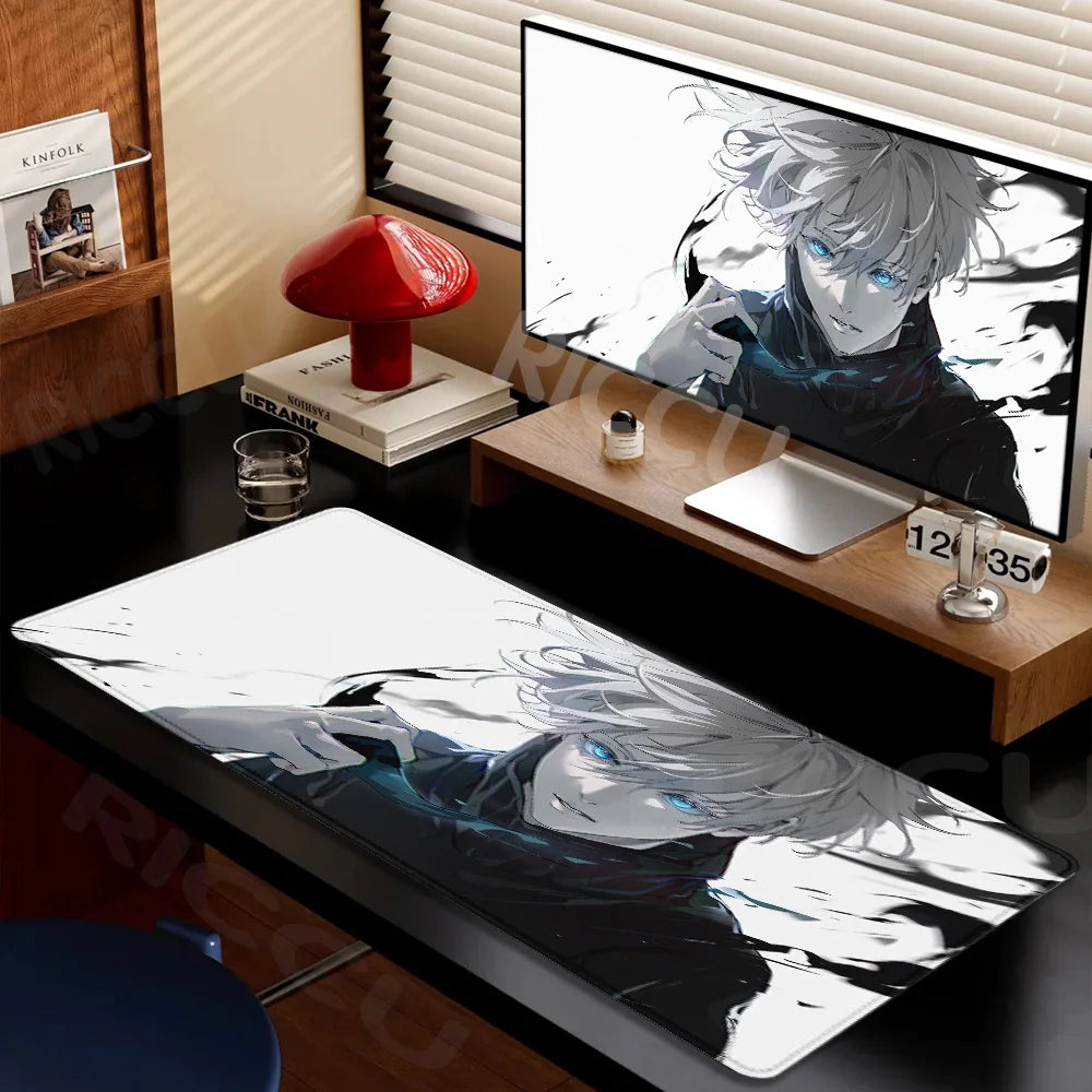 Large Gaming Mouse Pad J-ujutsu Kaisen Gojo Satoru Mouse pad LockEdge Thickened Computer Keyboard Desk Mat Rubber Anti slip Mats