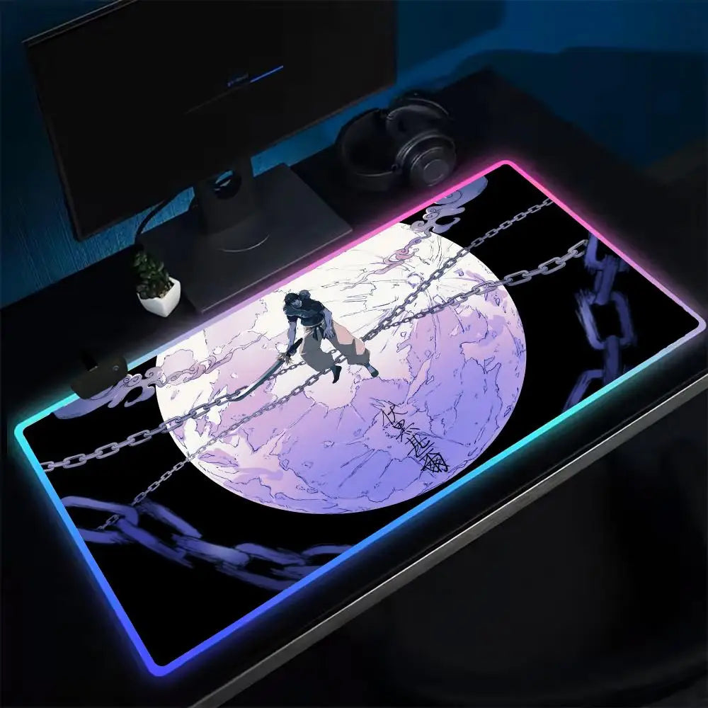 Fushiguro Toji Jujutsu Kaisen Mouse Pad RGB Extra Large Mouse Pad for Gaming, Smooth Surface, Non-Slip, Customizable Lights