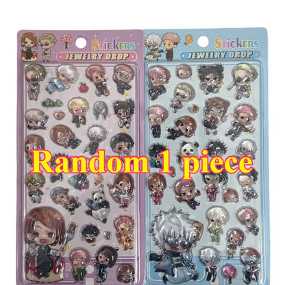 Hot Anime Jujutsu Kaisen Style 3D Crystal Epoxy Stickers Q Characters Decals for Phone Case Laptop Scrapbooking DIY Accessories