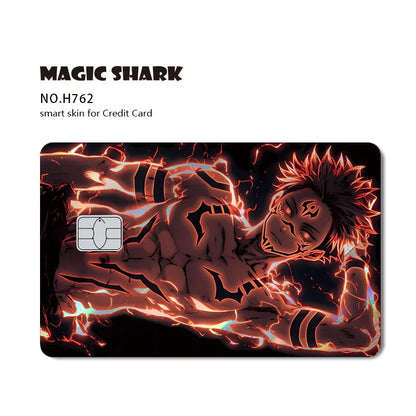 J-Jujutsu K-Kaisen Anime Laser Holographic Itadori Yuji Megumi Fushiguro Gojo Satoru Credit Debit Bank Card Sticker Film Skin