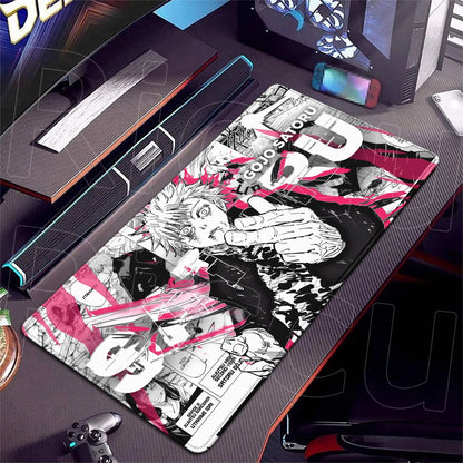 HD XXL Ryomen Sukuna 400x900mm Black Anime Jujutsu Kaisen Mouse Pad Gojo Satoru MousePad Computer Gaming PC Accessories Desk Mat